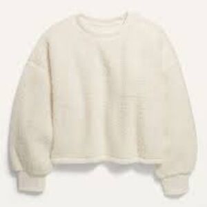 Old Navy Slouchy Sherpa Cropped Pullover in White